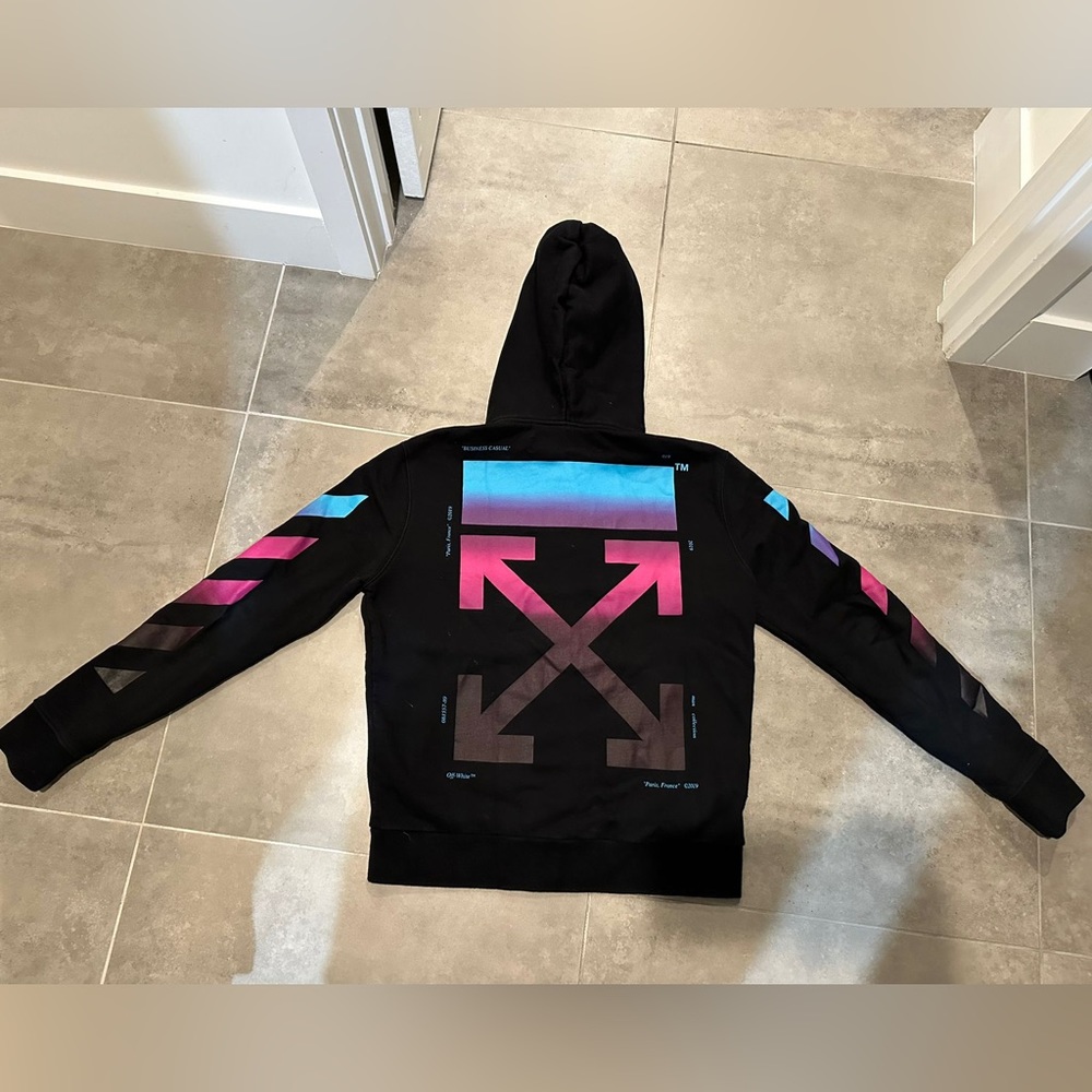 Off-White Black Diagonal Gradient Zip Hoodie - image 3